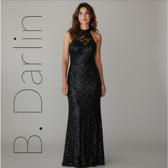 B. Darlin Black Sequin Evening Gown size 15/16 - Picture 1 of 9